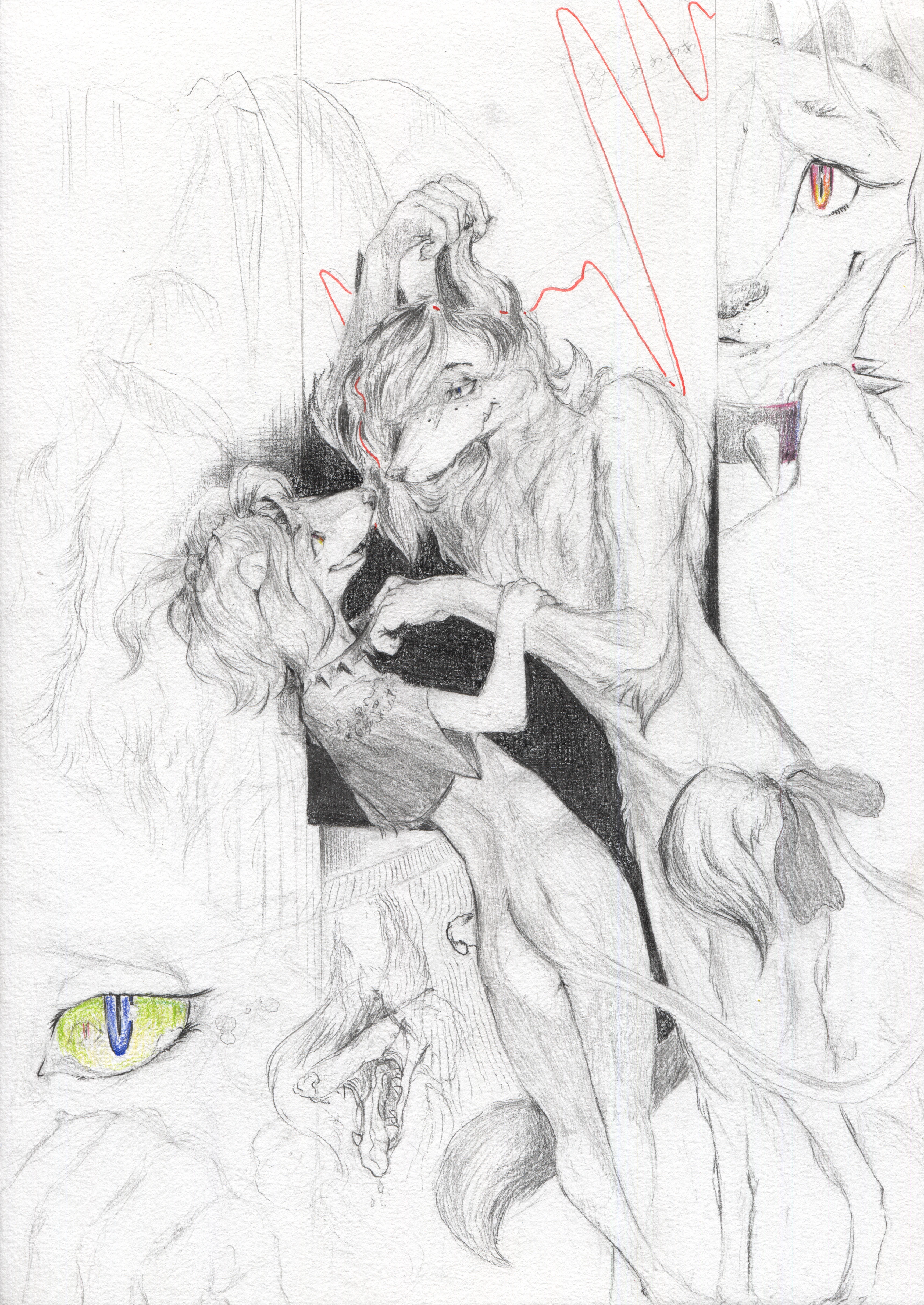 Traditional graphite drawing titled Don't Get Ideas