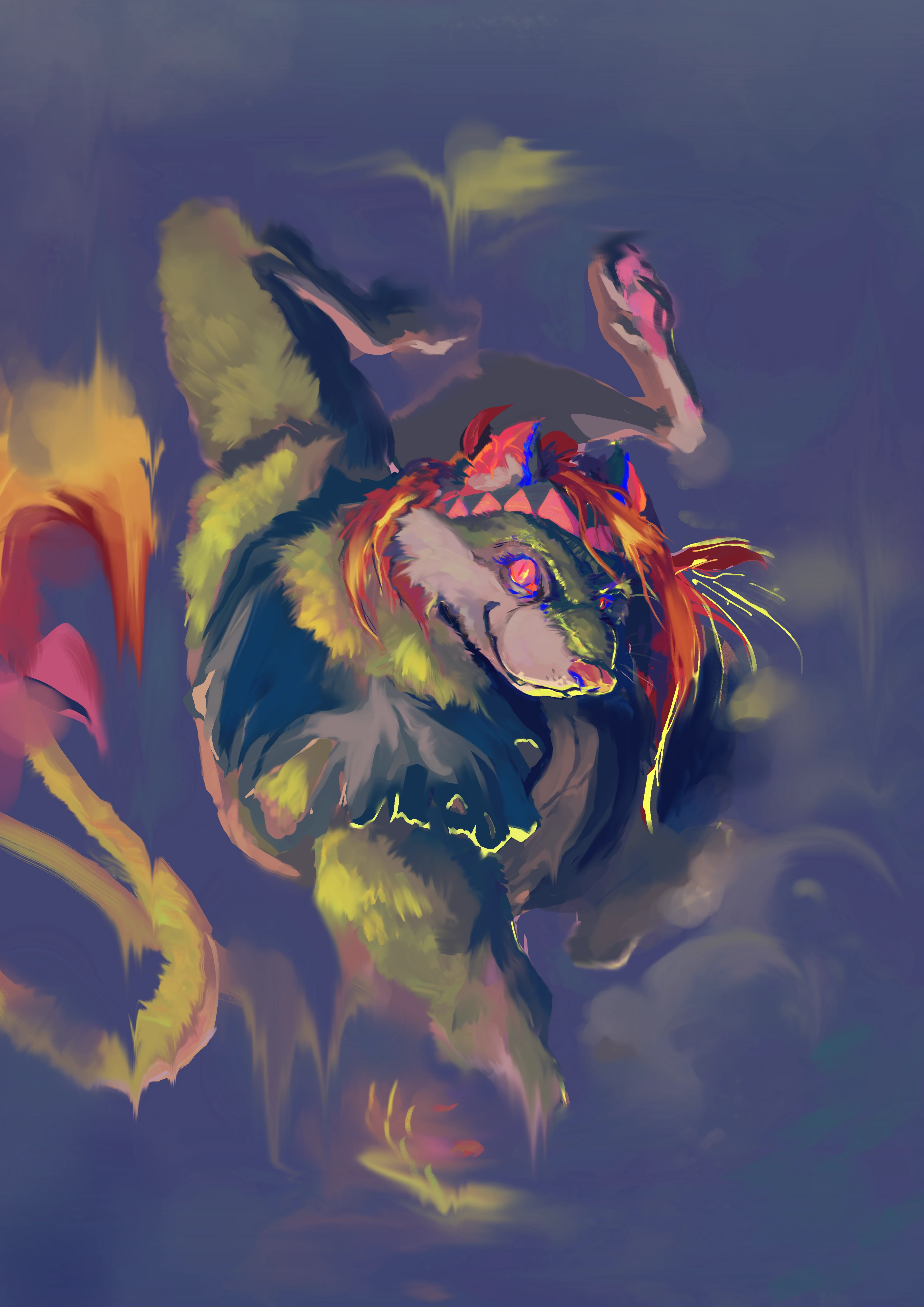 Anthropomorphic wereweasel Lem the Shapeshifter seen partially submerged in a body of water from above.